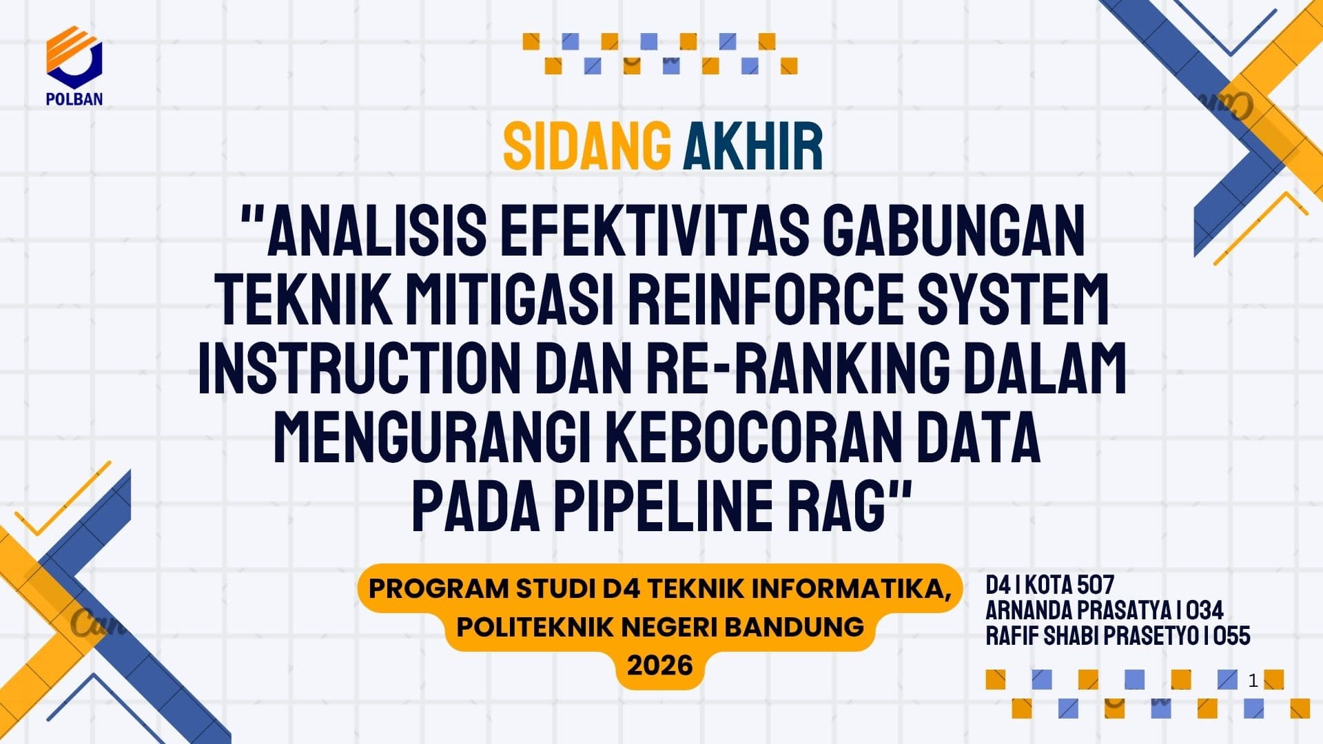 Thumbnail proyek Analisis Efektivitas Gabungan Teknik Mitigasi Reinforce System Instruction dan Re-Ranking dalam Mengurangi Kebocoran Data pada Pipeline RAG
